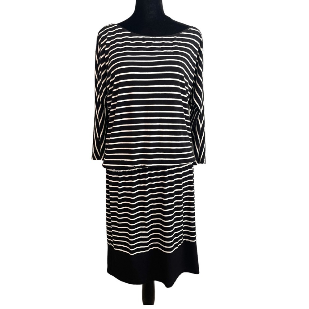 White House Black Market 3/4 Sleeve Striped Casual Dress Women's Size Small